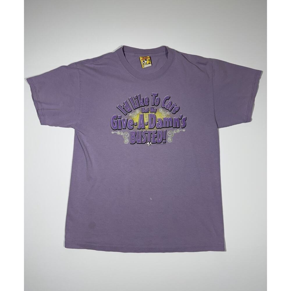 Vintage Big Dogs T Shirt Purple Fade Y2K 2006 My Give A Damns Busted Size Medium